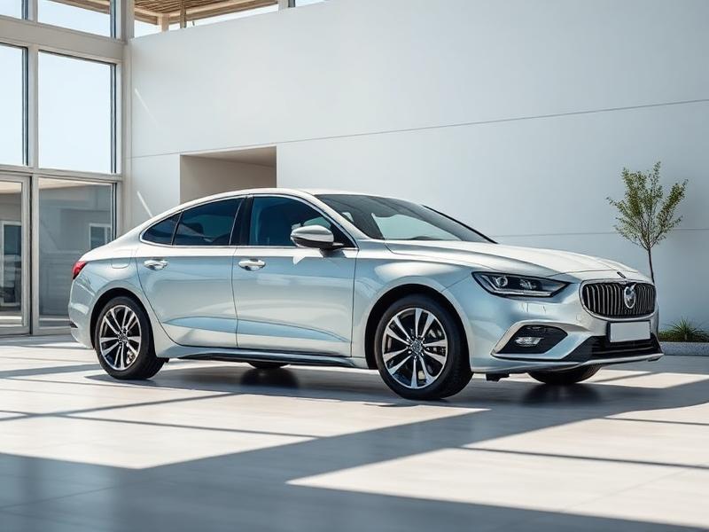 Modern silver sedan at ELMA MOTORS dealership